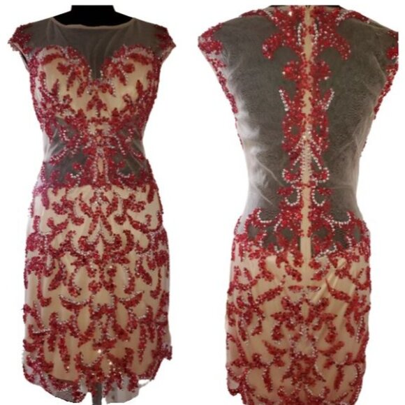 Luxury Designer Beaded Sexy Runway Cocktail Party Evening Prom Embroidery Dress - Picture 4 of 16